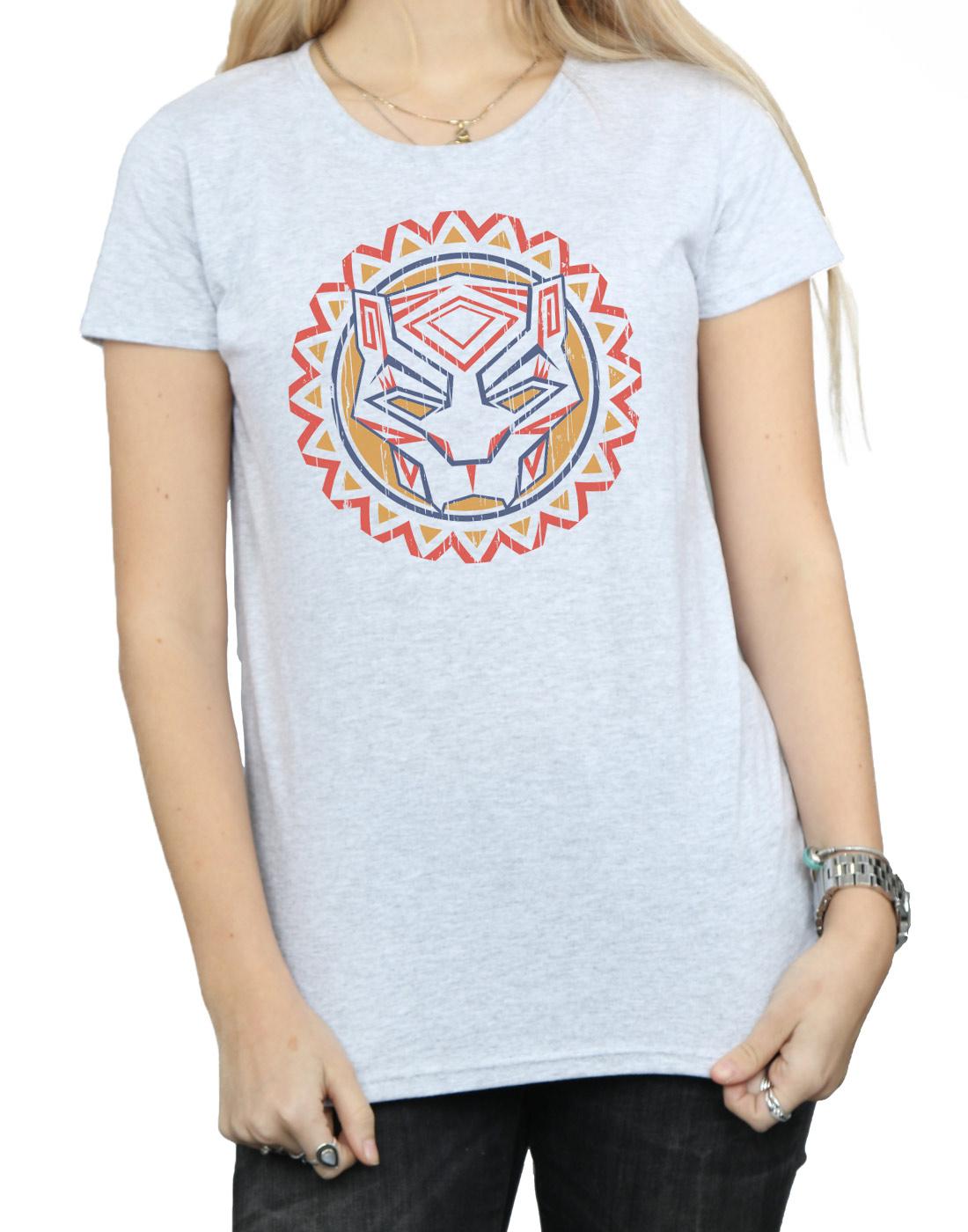 Sports Grey - Side - Marvel Womens-Ladies Black Panther Tribal Panther Icon Cotton T-Shirt