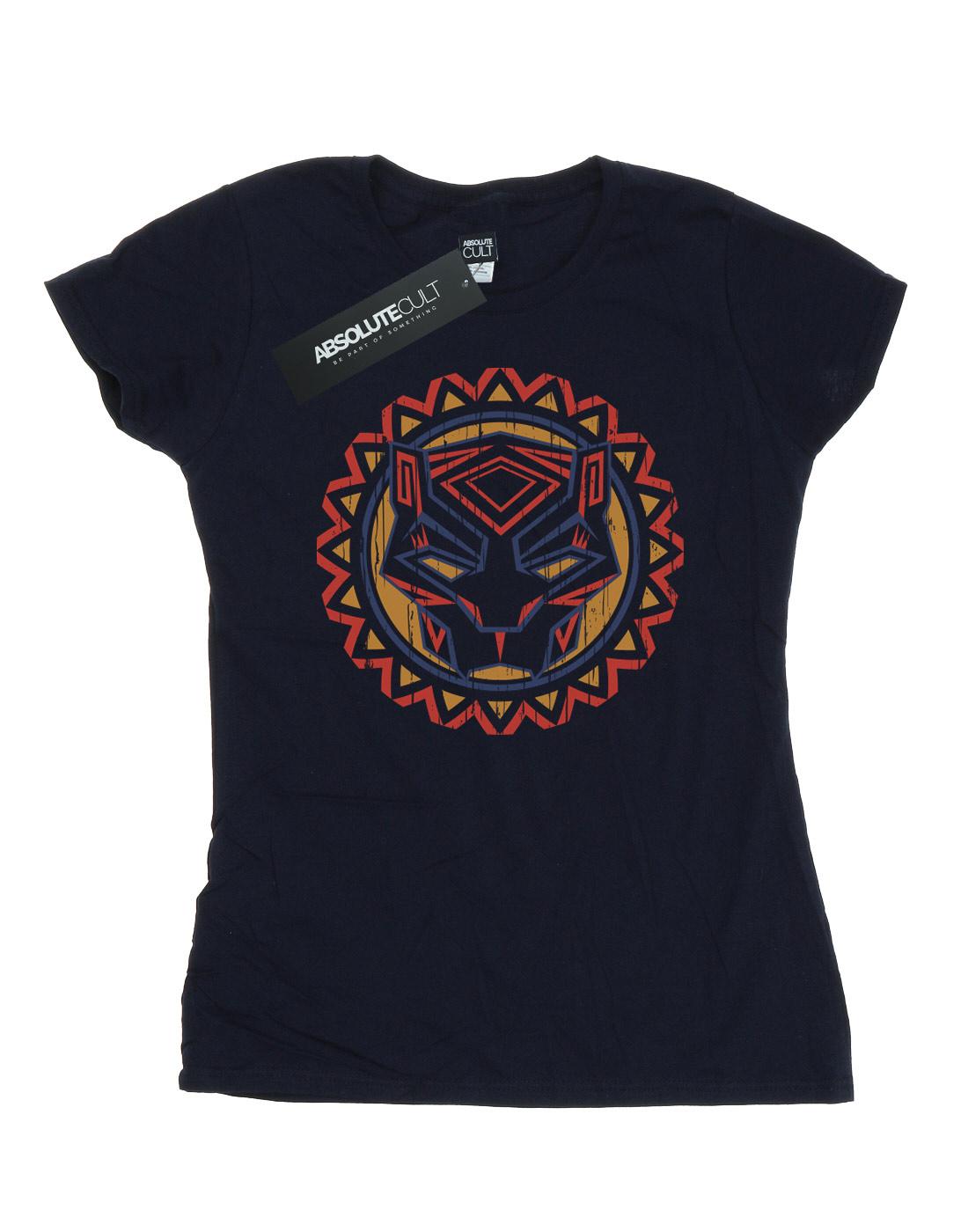 Navy Blue - Front - Marvel Womens-Ladies Black Panther Tribal Panther Icon Cotton T-Shirt