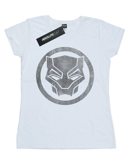 White - Pack Shot - Marvel Womens-Ladies Black Panther Distressed Icon Cotton T-Shirt
