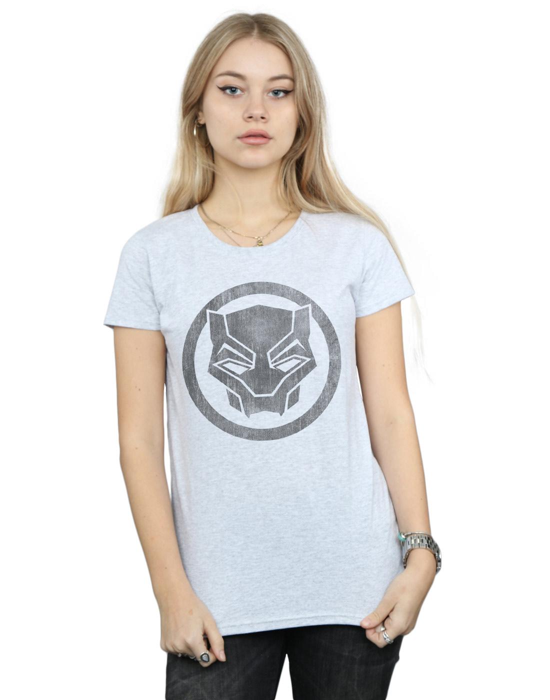 Sports Grey - Front - Marvel Womens-Ladies Black Panther Distressed Icon Cotton T-Shirt