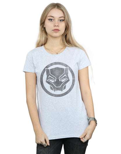 Sports Grey - Front - Marvel Womens-Ladies Black Panther Distressed Icon Cotton T-Shirt