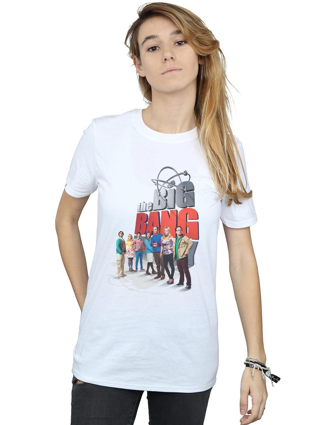 White - Back - The Big Bang Theory Womens-Ladies Big Poster Cotton Boyfriend T-Shirt