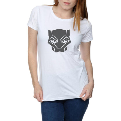 White - Side - Marvel Womens-Ladies Black Panther Black On Black Cotton T-Shirt