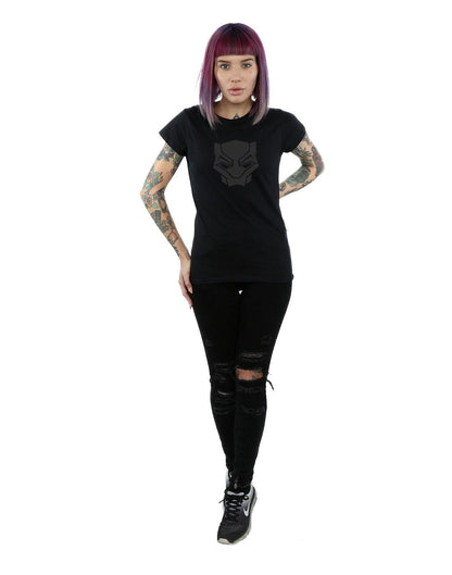 Black - Lifestyle - Marvel Womens-Ladies Black Panther Black On Black Cotton T-Shirt