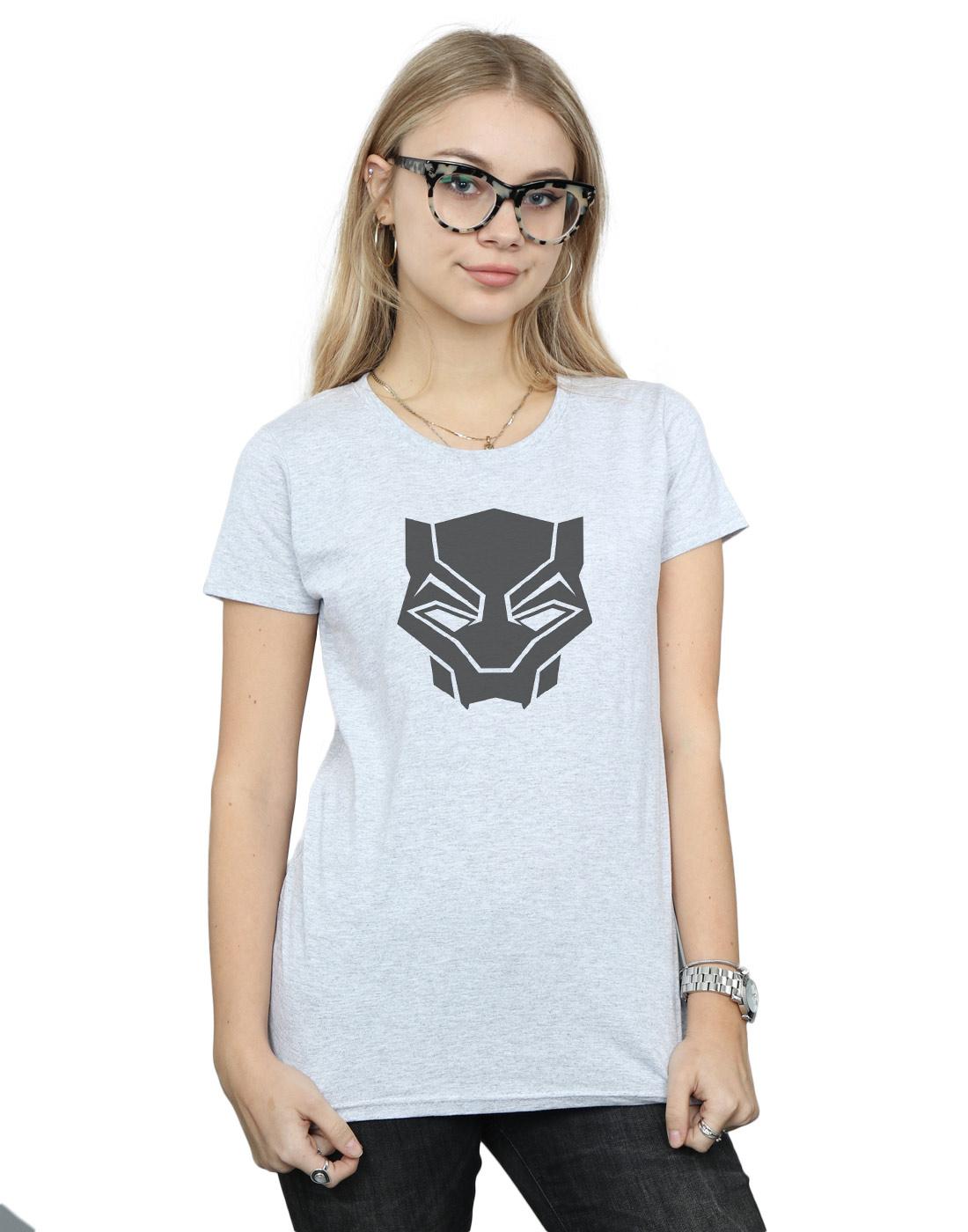 Sports Grey - Back - Marvel Womens-Ladies Black Panther Black On Black Cotton T-Shirt