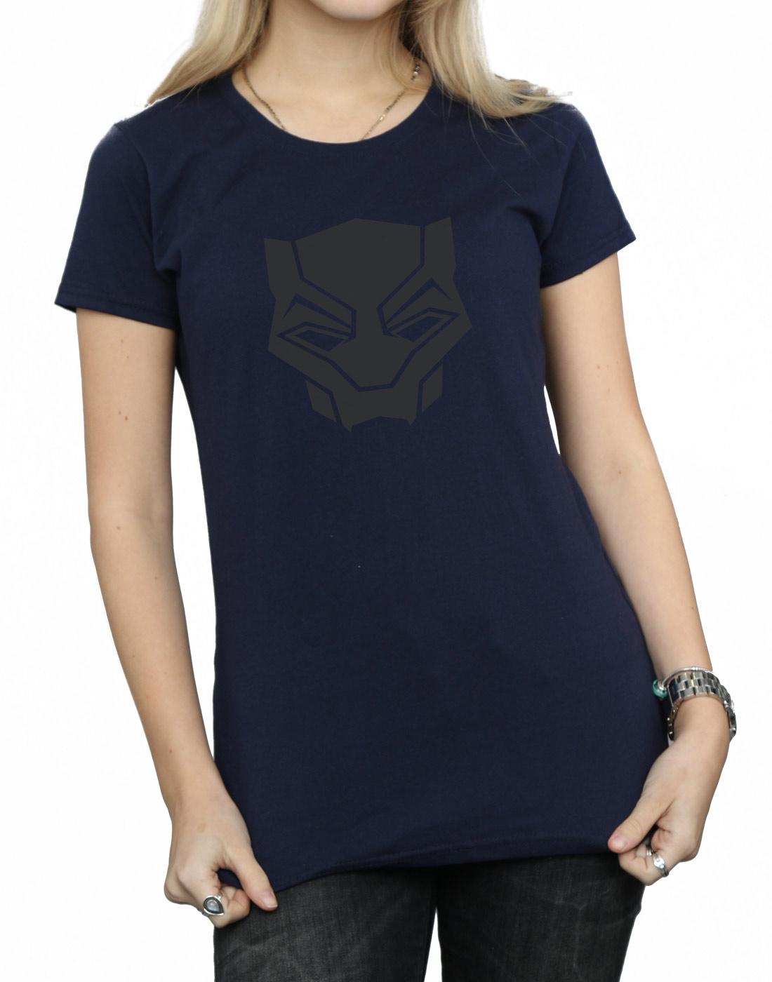 Navy Blue - Back - Marvel Womens-Ladies Black Panther Black On Black Cotton T-Shirt