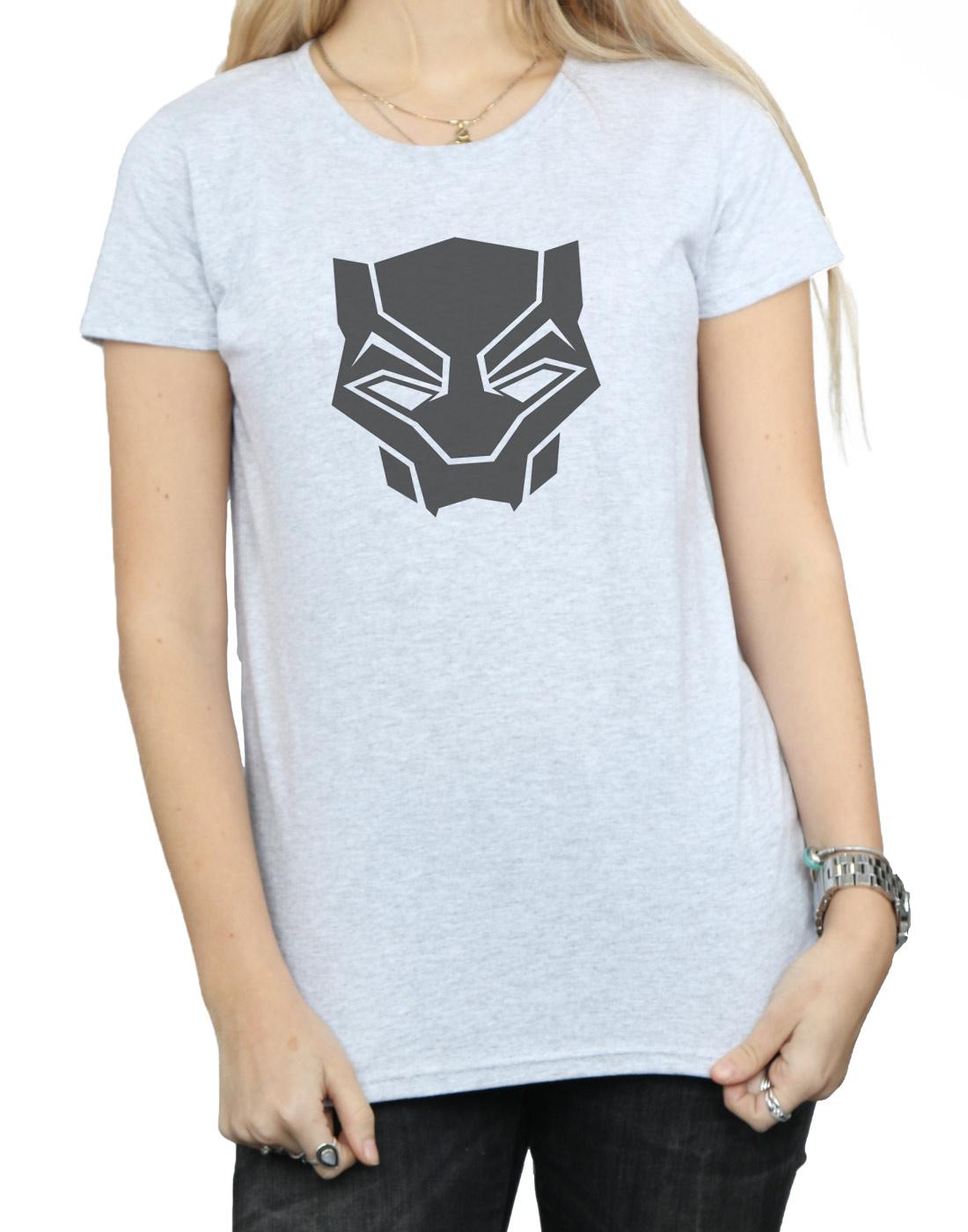 Sports Grey - Side - Marvel Womens-Ladies Black Panther Black On Black Cotton T-Shirt