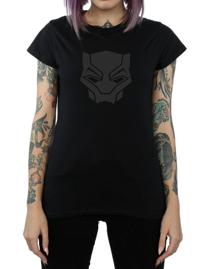 Black - Side - Marvel Womens-Ladies Black Panther Black On Black Cotton T-Shirt