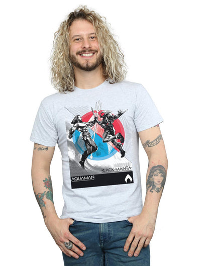 Sports Grey - Back - DC Comics Mens Aquaman Vs Black Manta T-Shirt