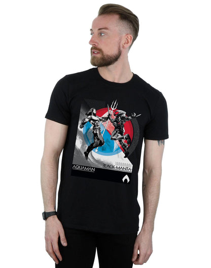 Black - Back - DC Comics Mens Aquaman Vs Black Manta T-Shirt