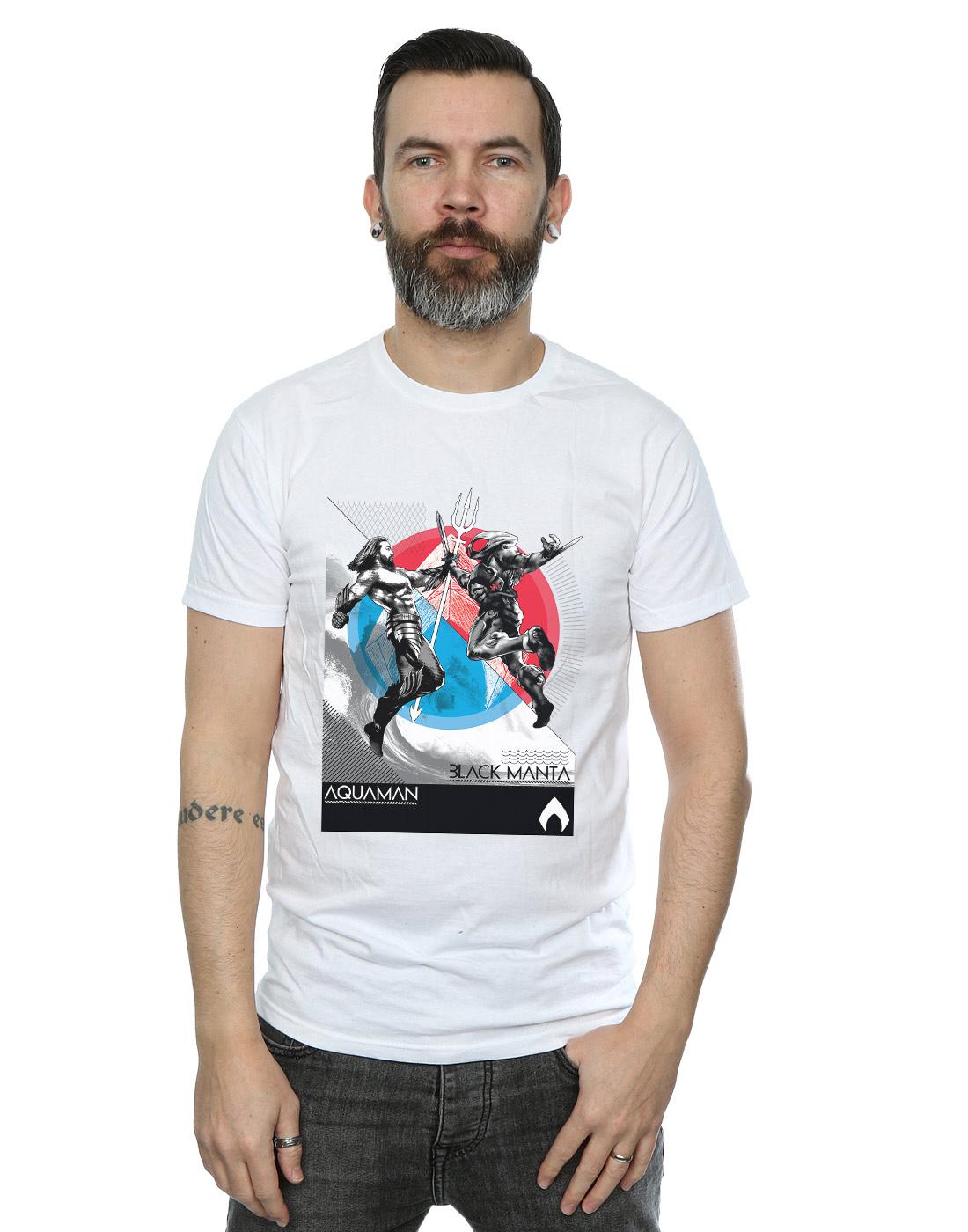 White - Back - DC Comics Mens Aquaman Vs Black Manta T-Shirt