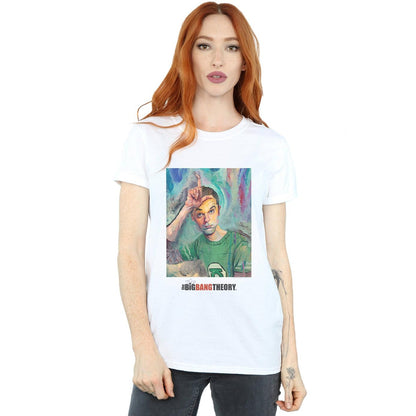 White - Back - The Big Bang Theory Womens-Ladies Sheldon Loser Painting Cotton Boyfriend T-Shirt