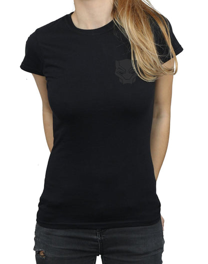 Black - Side - Marvel Womens-Ladies Black Panther Black On Black Chest Print Cotton T-Shirt