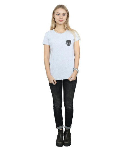 Sports Grey - Lifestyle - Marvel Womens-Ladies Black Panther Black On Black Chest Print Cotton T-Shirt