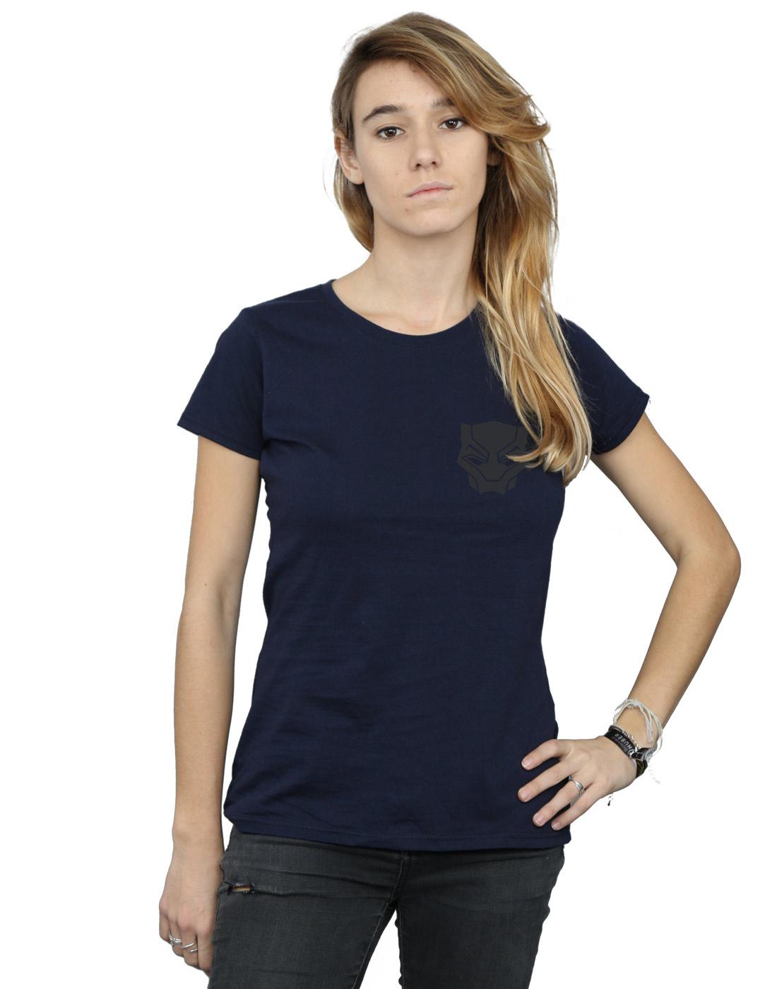 Navy Blue - Back - Marvel Womens-Ladies Black Panther Black On Black Chest Print Cotton T-Shirt