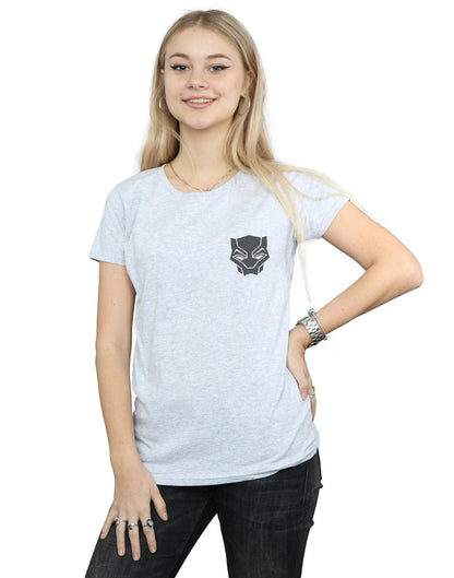 Sports Grey - Back - Marvel Womens-Ladies Black Panther Black On Black Chest Print Cotton T-Shirt