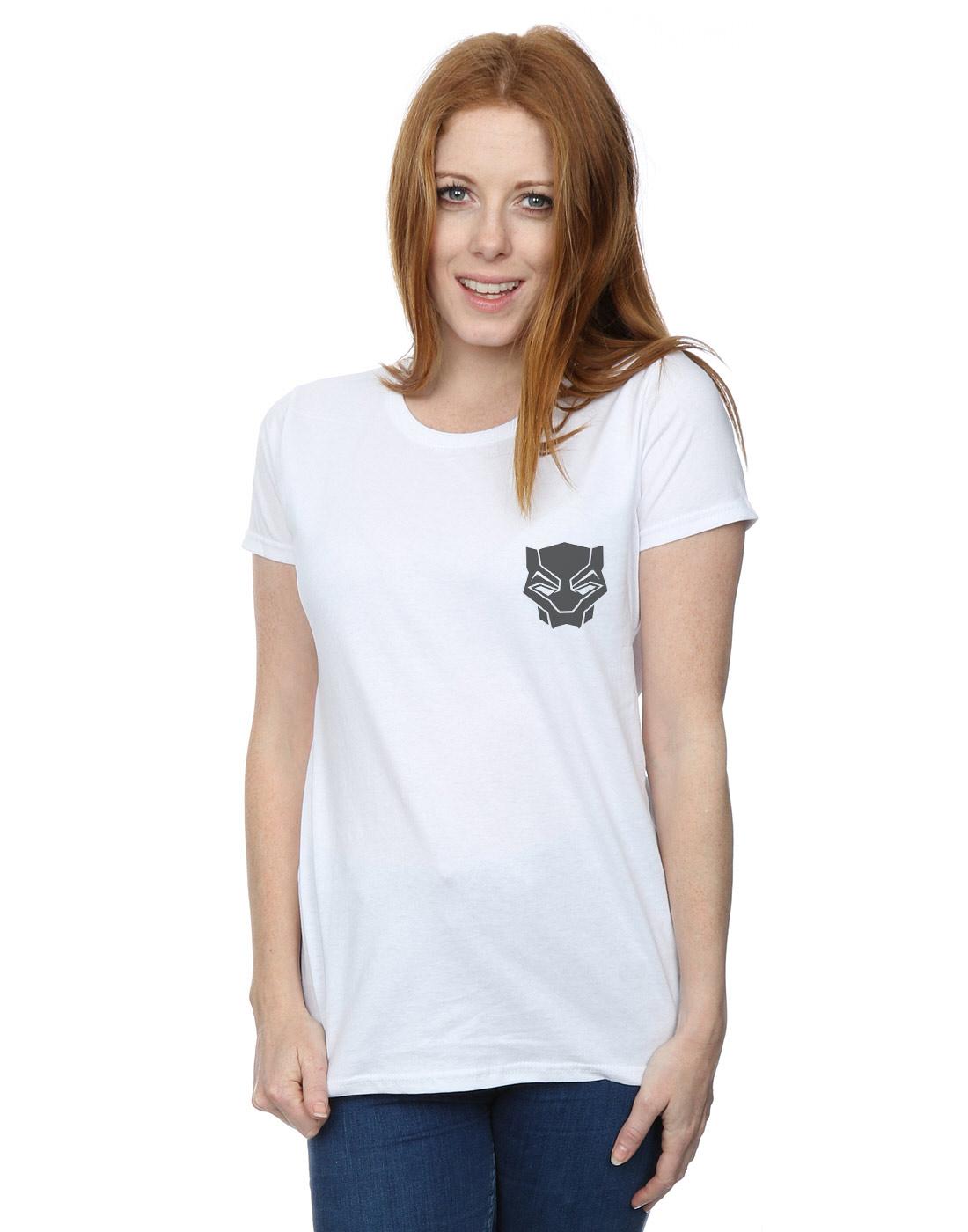 White - Back - Marvel Womens-Ladies Black Panther Black On Black Chest Print Cotton T-Shirt