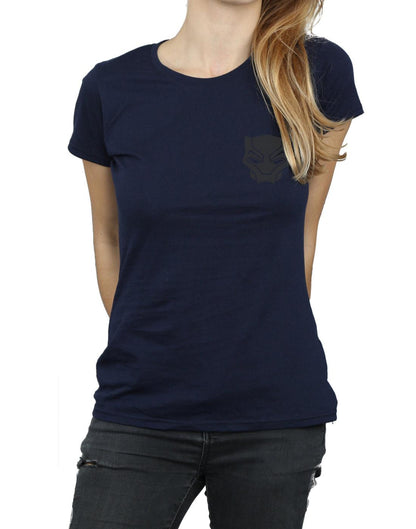 Navy Blue - Side - Marvel Womens-Ladies Black Panther Black On Black Chest Print Cotton T-Shirt