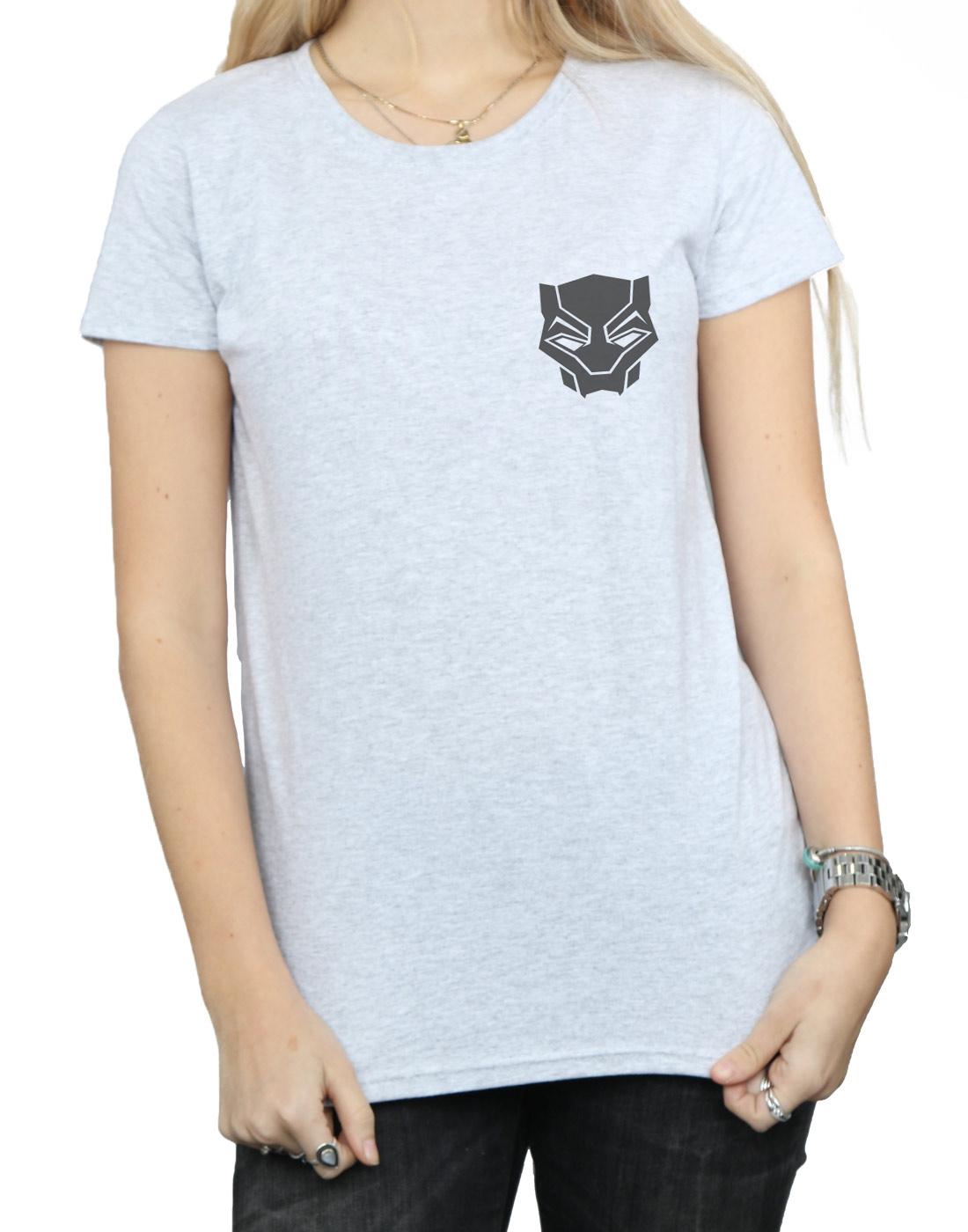 Sports Grey - Side - Marvel Womens-Ladies Black Panther Black On Black Chest Print Cotton T-Shirt