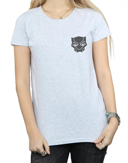 Sports Grey - Side - Marvel Womens-Ladies Black Panther Black On Black Chest Print Cotton T-Shirt