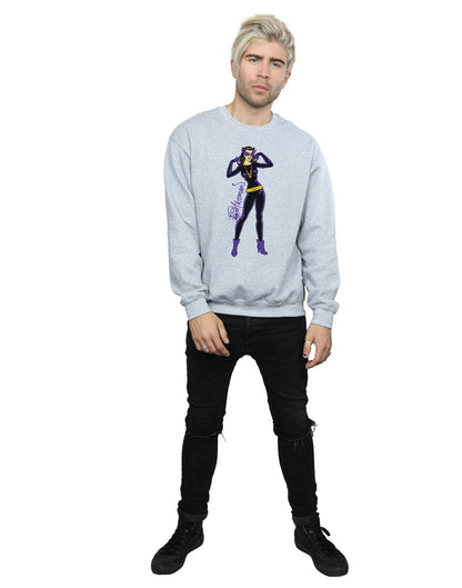 Sports Grey - Side - DC Comics Mens Catwoman Happy Pose Cotton Sweatshirt