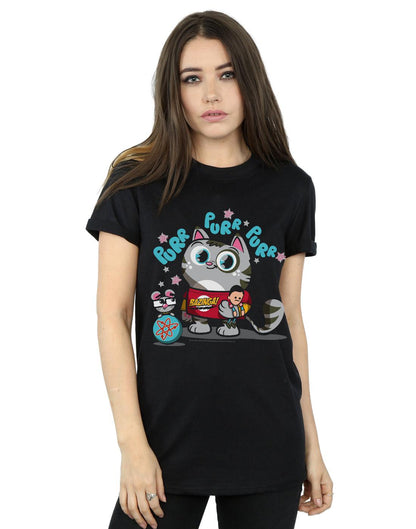 Black - Back - The Big Bang Theory Womens-Ladies Bazinga Kitty Cotton Boyfriend T-Shirt