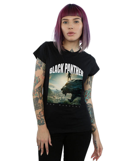 Black - Back - Marvel Womens-Ladies Black Panther For Wakanda Cotton T-Shirt