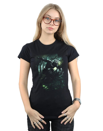 Black - Back - Marvel Womens-Ladies Black Panther Jungle Run Cotton T-Shirt