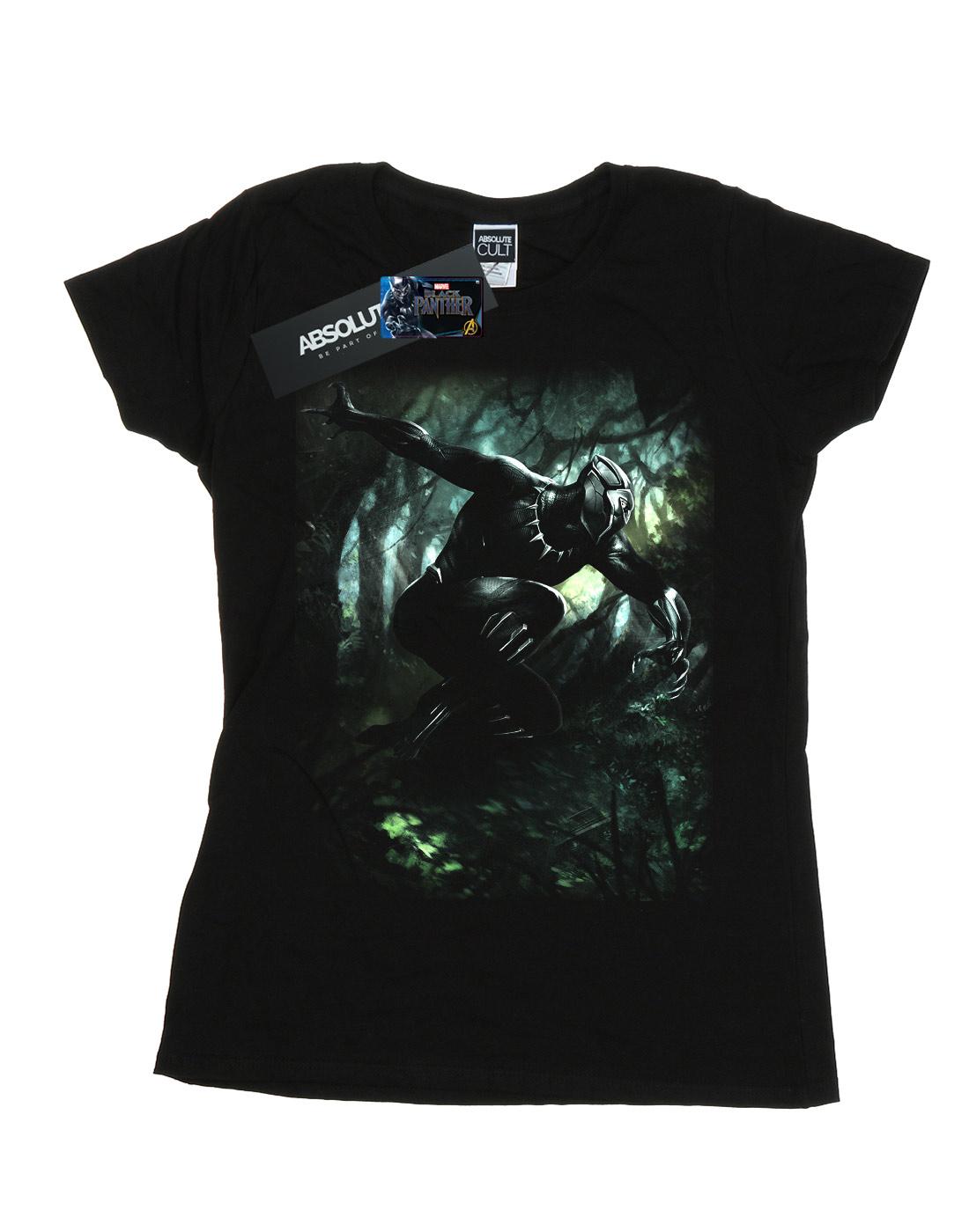 Black - Front - Marvel Womens-Ladies Black Panther Jungle Run Cotton T-Shirt