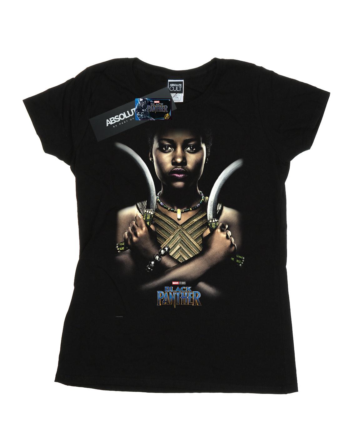 Black - Front - Marvel Womens-Ladies Black Panther Nakia Poster Cotton T-Shirt