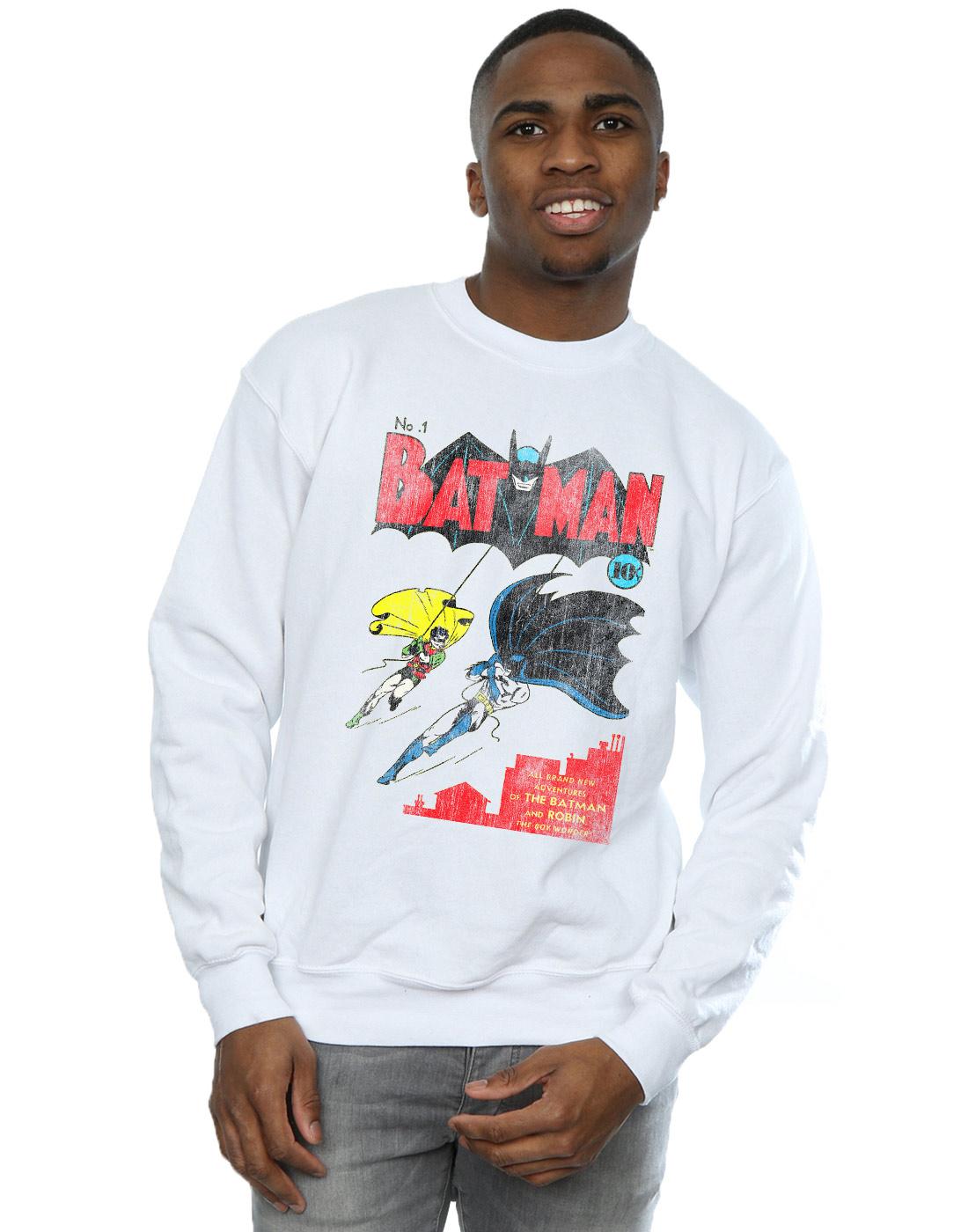 White - Back - DC Comics Mens Batman Issue 1 Cover Cotton Sweatshirt