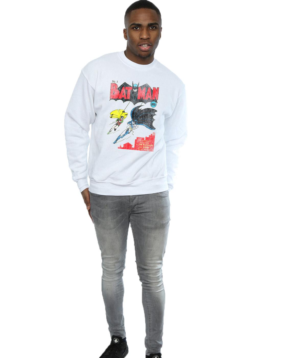 White - Lifestyle - DC Comics Mens Batman Issue 1 Cover Cotton Sweatshirt