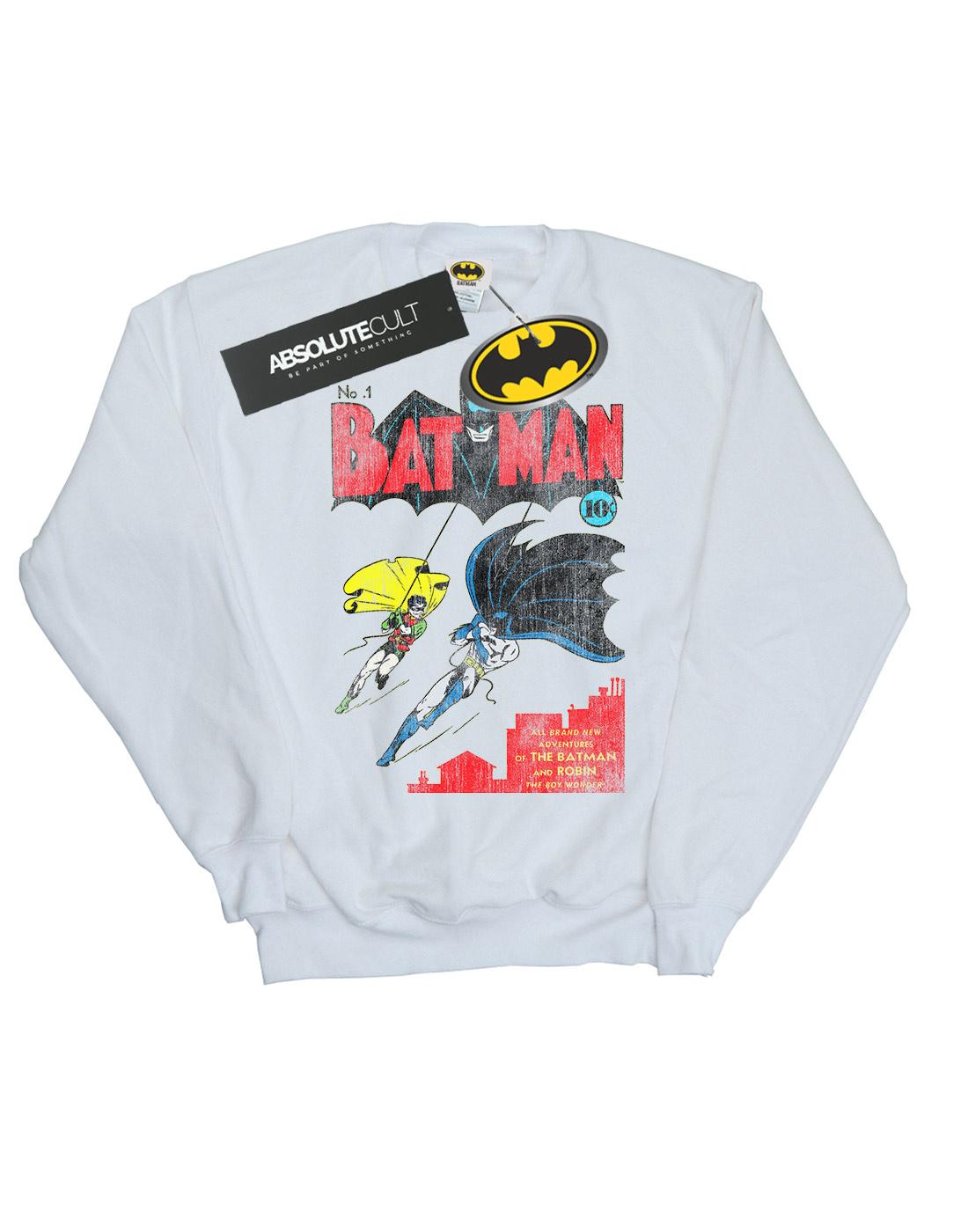 White - Front - DC Comics Mens Batman Issue 1 Cover Cotton Sweatshirt