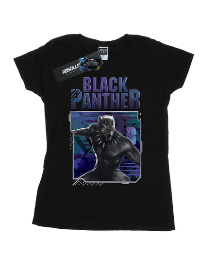Black - Front - Marvel Womens-Ladies Black Panther Tech Badge Cotton T-Shirt