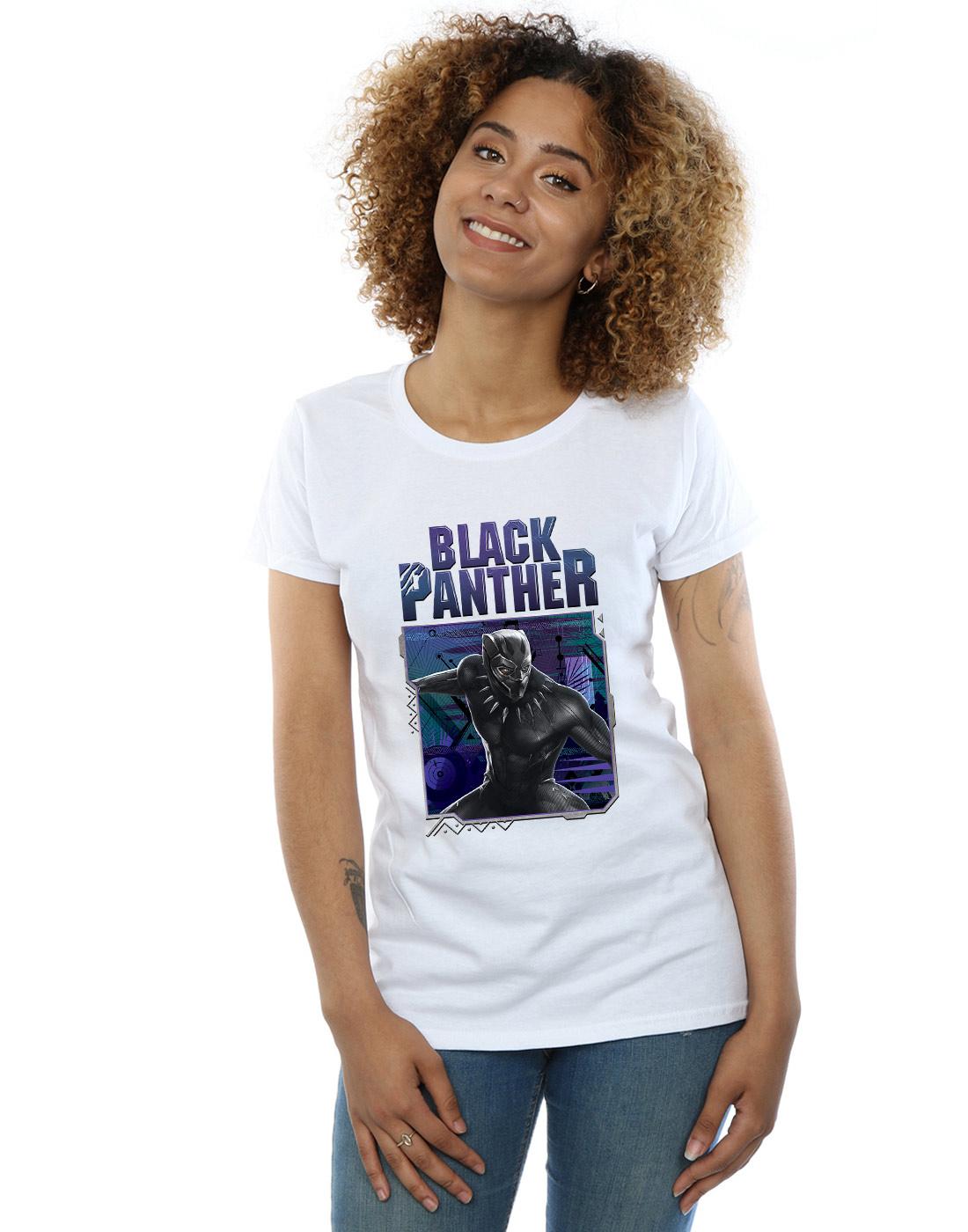 White - Back - Marvel Womens-Ladies Black Panther Tech Badge Cotton T-Shirt