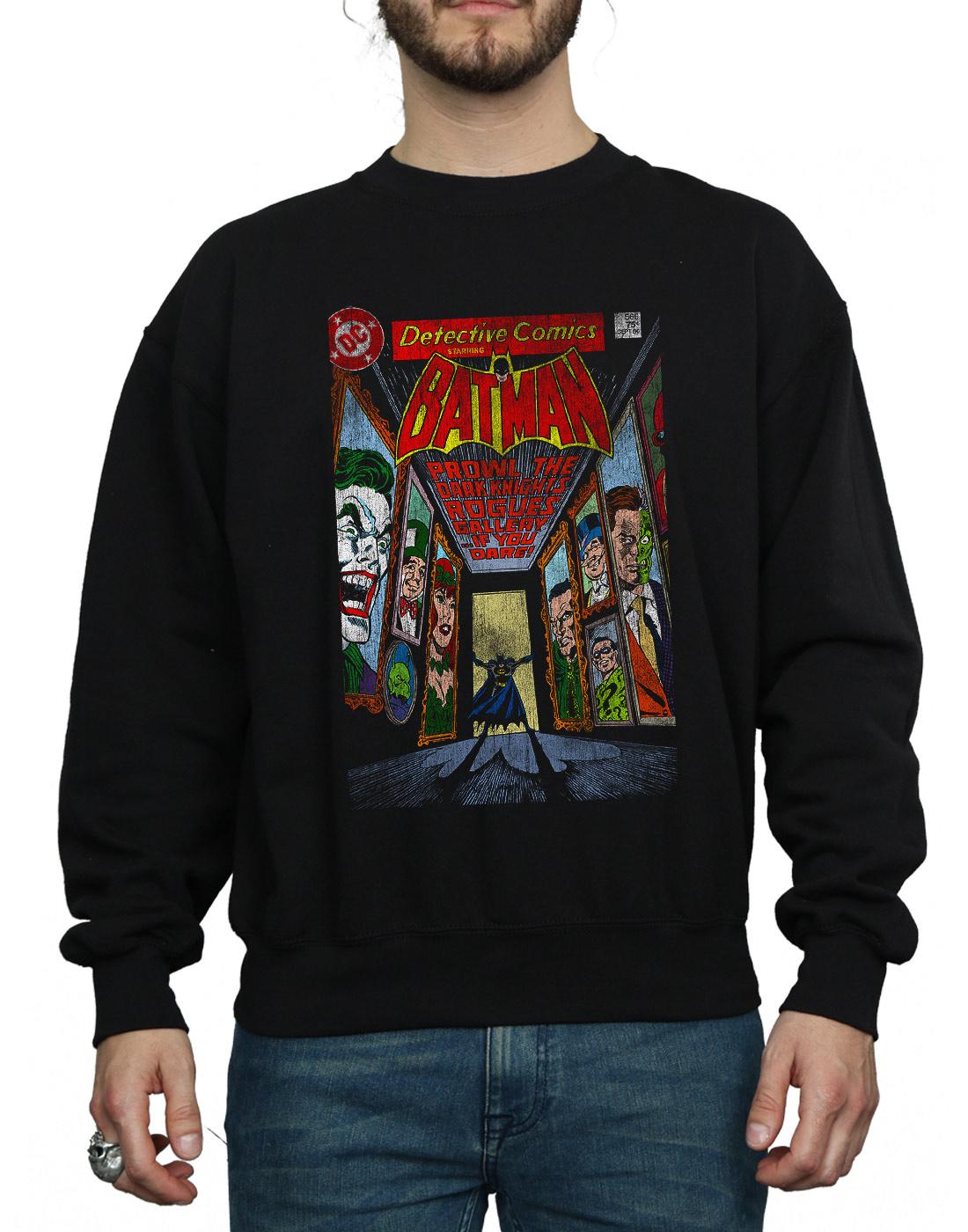 Black - Side - DC Comics Mens Batman Rogues Gallery Cover Cotton Sweatshirt