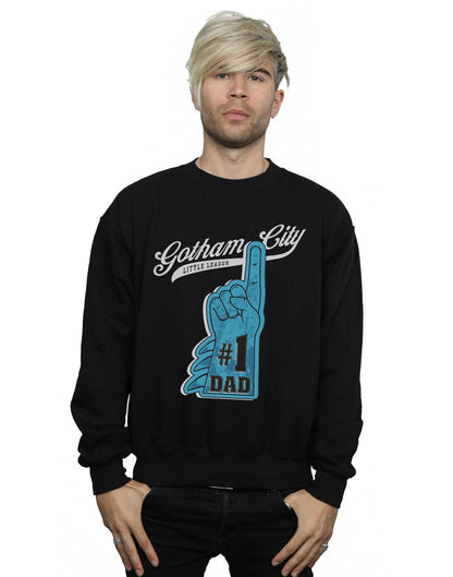 Black - Back - DC Comics Mens Batman Number One Dad Cotton Sweatshirt