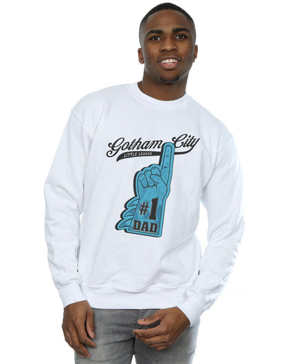 White - Back - DC Comics Mens Batman Number One Dad Cotton Sweatshirt