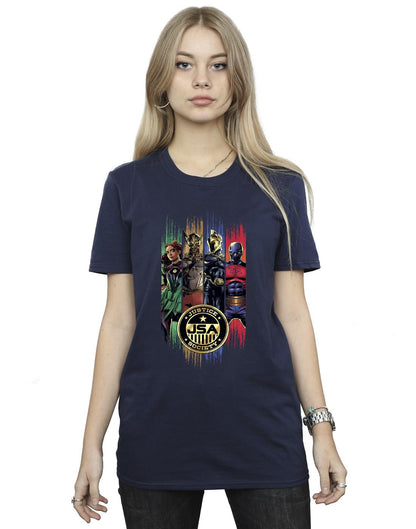 Navy Blue - Back - DC Comics Womens-Ladies Black Adam JSA Gold Badge Cotton Boyfriend T-Shirt