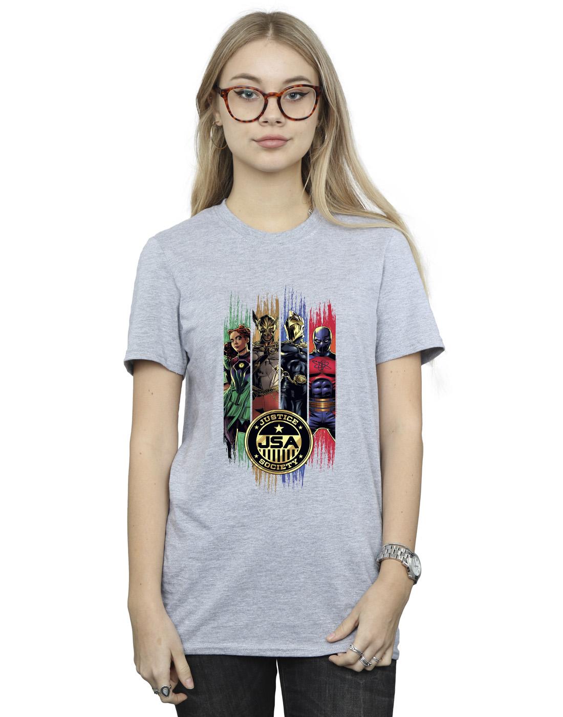 Sports Grey - Back - DC Comics Womens-Ladies Black Adam JSA Gold Badge Cotton Boyfriend T-Shirt