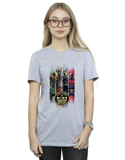 Sports Grey - Back - DC Comics Womens-Ladies Black Adam JSA Gold Badge Cotton Boyfriend T-Shirt