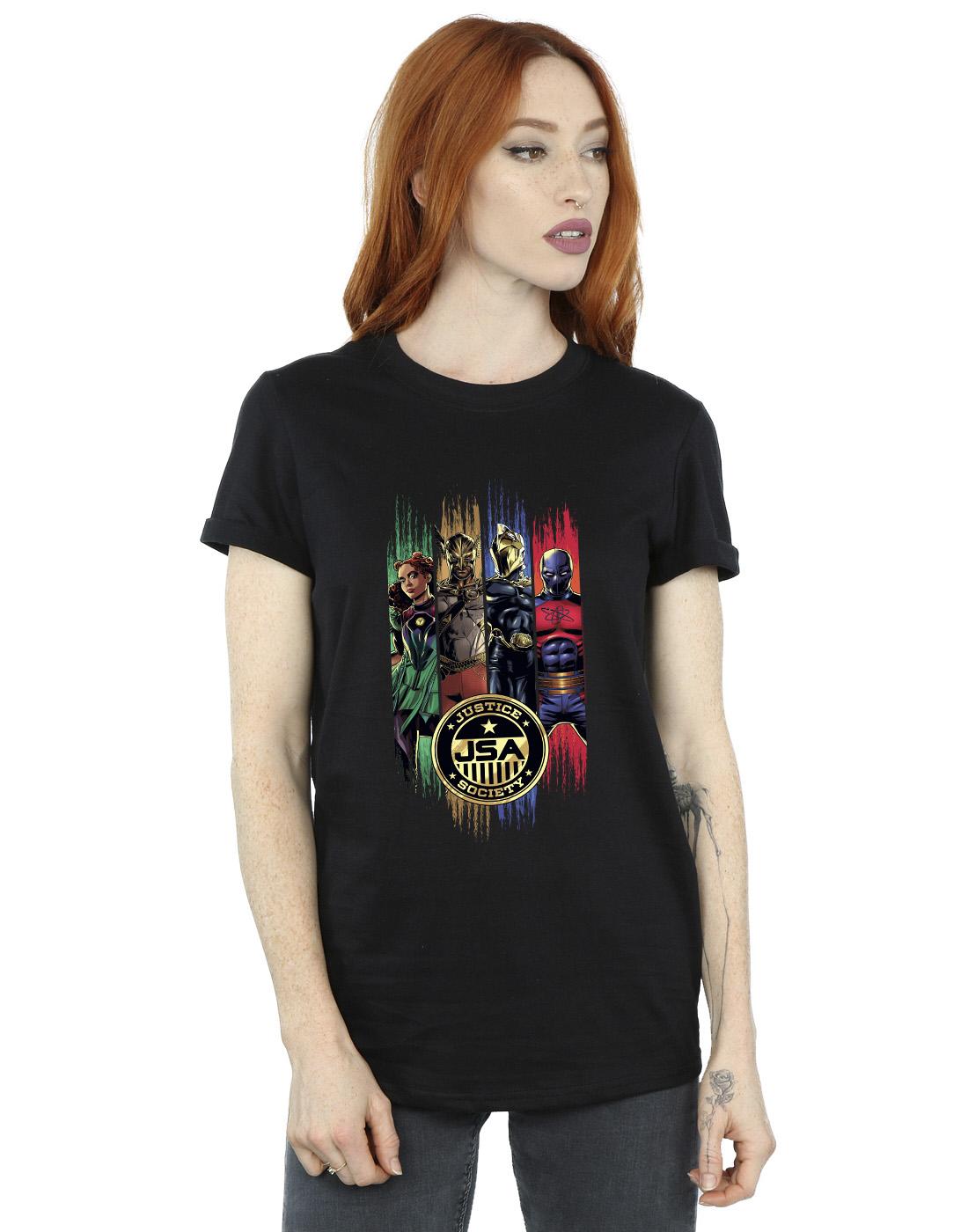 Black - Front - DC Comics Womens-Ladies Black Adam JSA Gold Badge Cotton Boyfriend T-Shirt