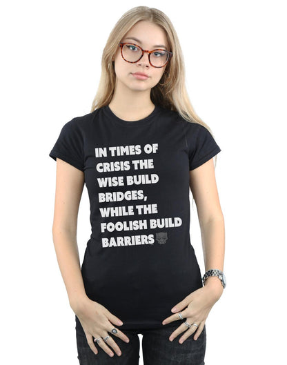 Black - Back - Marvel Womens-Ladies Black Panther Times Of Crisis Cotton T-Shirt