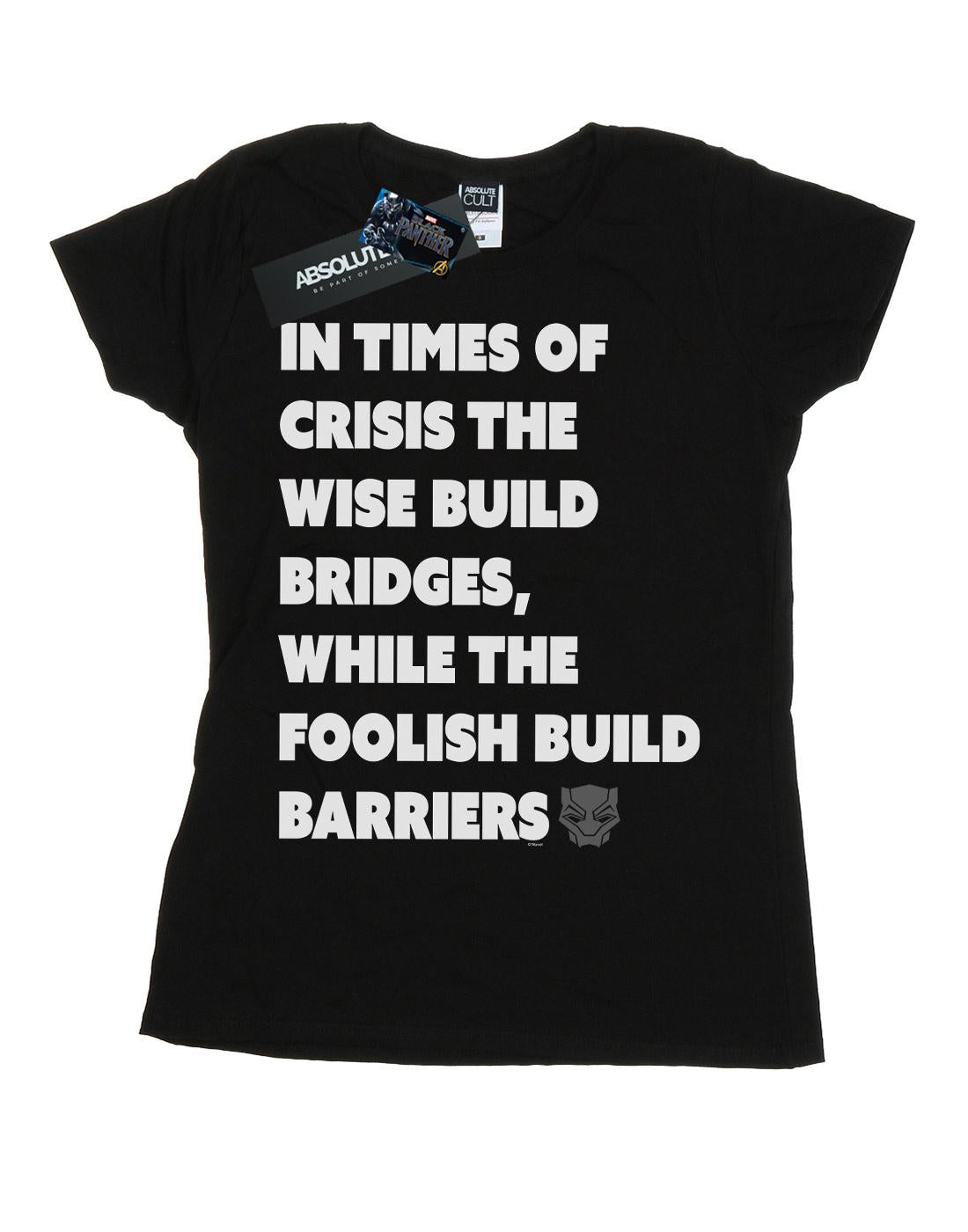 Black - Front - Marvel Womens-Ladies Black Panther Times Of Crisis Cotton T-Shirt