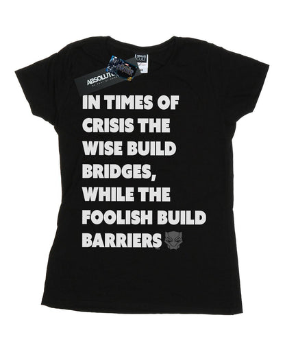 Black - Front - Marvel Womens-Ladies Black Panther Times Of Crisis Cotton T-Shirt