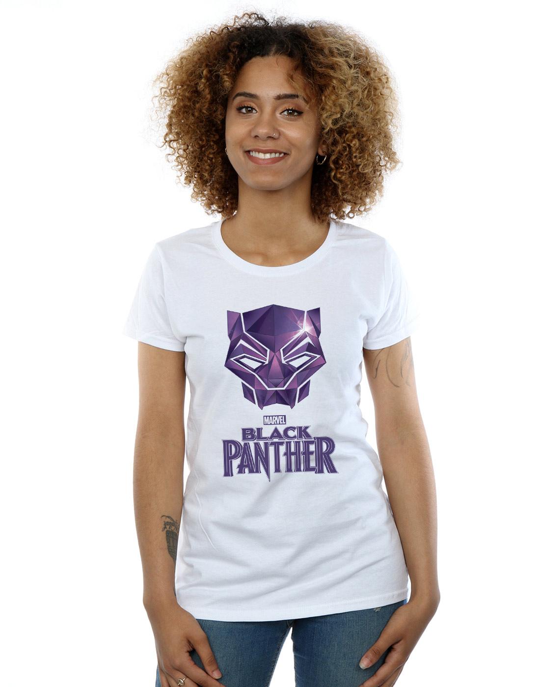 White - Back - Marvel Womens-Ladies Black Panther Mask Logo Cotton T-Shirt