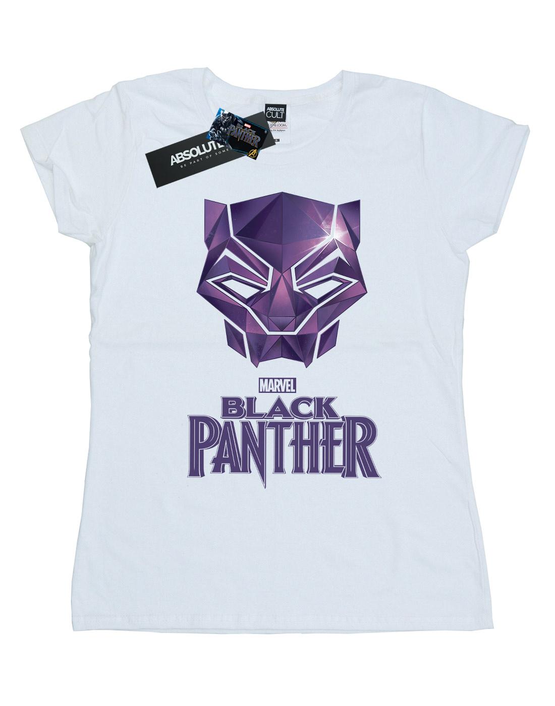 White - Front - Marvel Womens-Ladies Black Panther Mask Logo Cotton T-Shirt