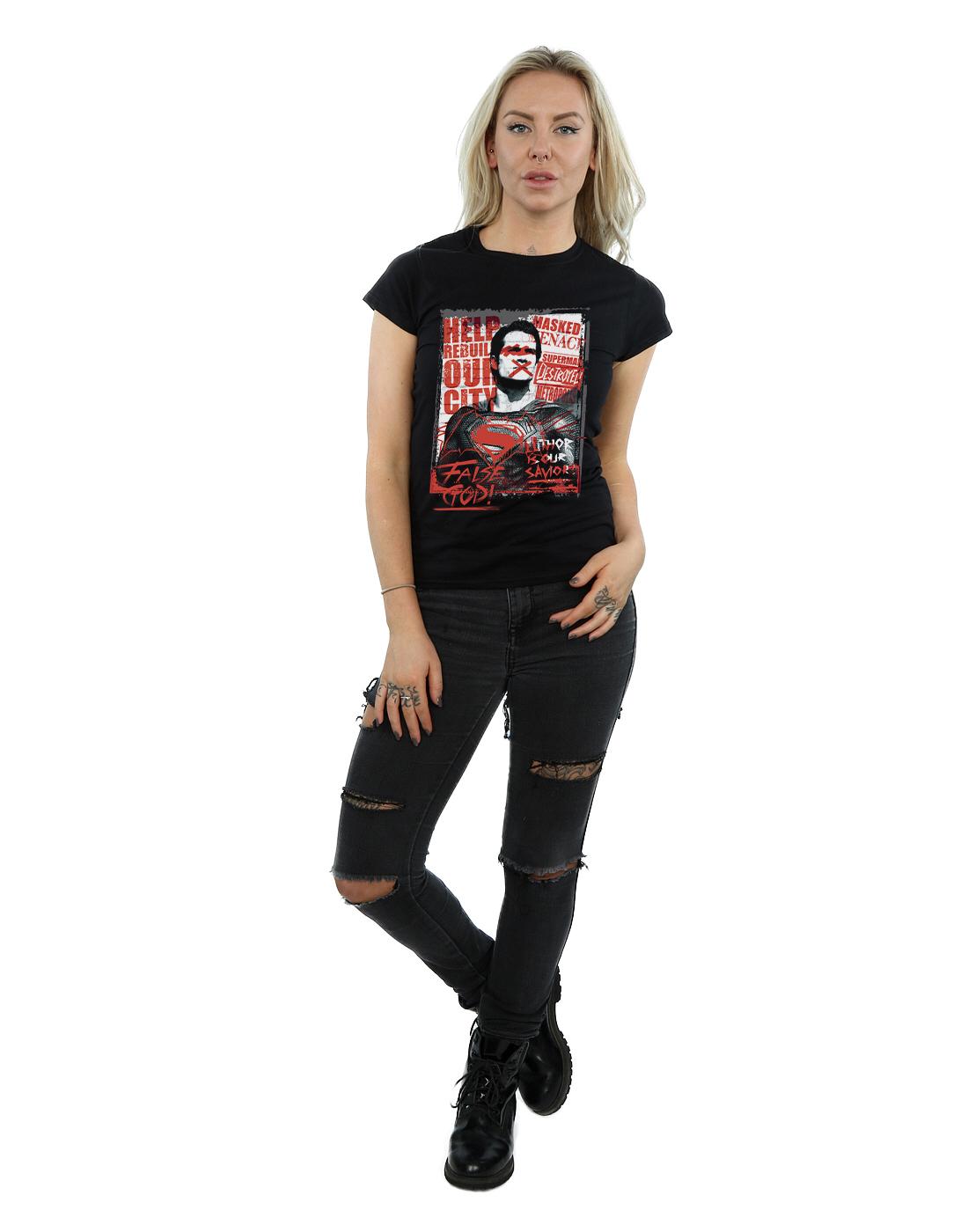 Black - Lifestyle - DC Comics Womens-Ladies Batman v Superman False God Cotton T-Shirt