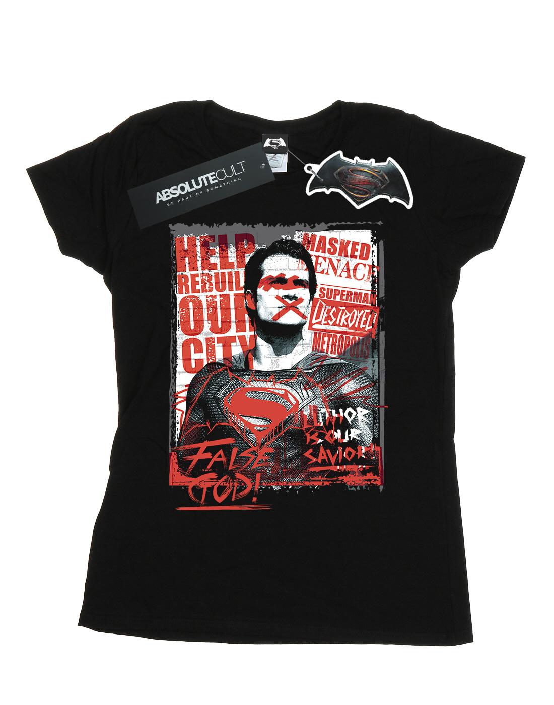 Black - Front - DC Comics Womens-Ladies Batman v Superman False God Cotton T-Shirt