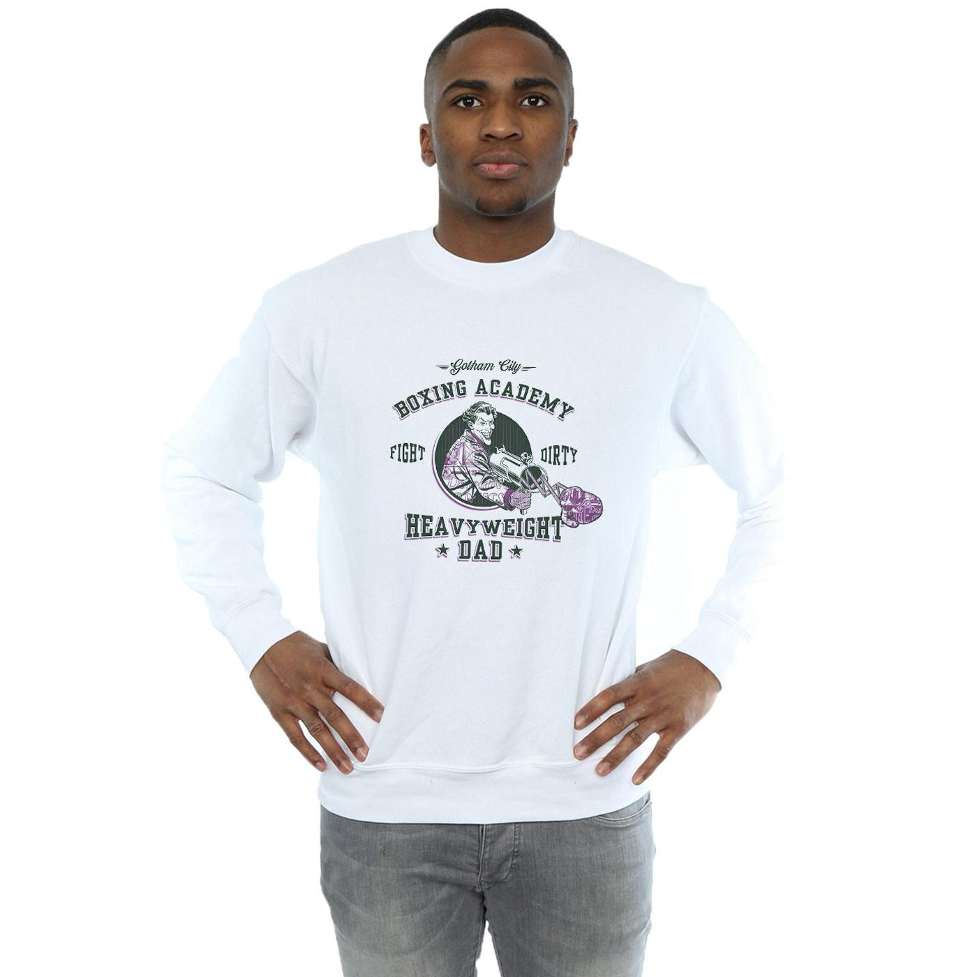 White - Back - DC Comics Mens Batman Heavyweight Dad Cotton Sweatshirt